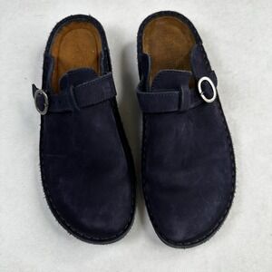 Naot Navy Blue Suede‎ Leather Clogs Mules Buckle Comfort Shoes Size 39